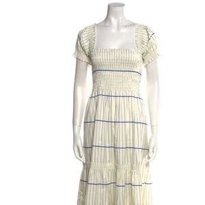 Tory Burch Striped Smocked Midi Dress
